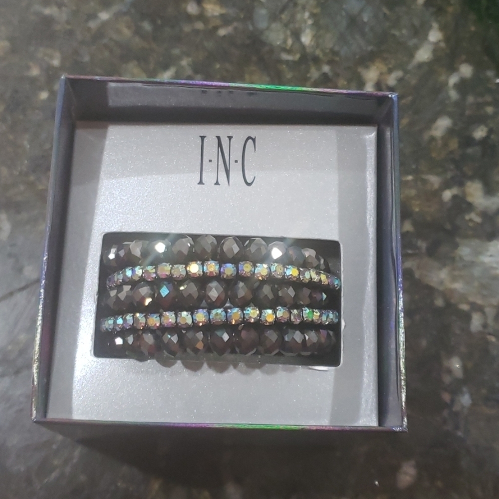 INC Coiled Beaded Rhinestone Bracelet
